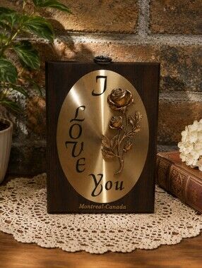 Gold and Brown 'I Love You Montreal Canada' Wall Decor